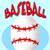Two side-by-side baseball-themed icons with red 'BASEBALL' text above white baseballs on light blue backgrounds, differing in stitching patterns.