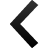 Black L-shaped arrow pointing left on solid light gray background, rendered with pixelated edges and gradient shading.