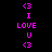 Pixelated pink text and symbols on black background with white rectangular overlays in a pattern