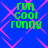 Green pixelated text 'run cool runny' on blue background with pink geometric lines, two identical side-by-side