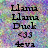 Pixelated text reads 'Llama Llama Duck 499' over a multicolored pixel grid background with no visible motion.