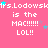 Pixelated pink background with repeated text 'is the MAC!!!!!! LOL!!' and star symbols in cyan, purple, and light blue.