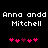Pixelated text 'Anno andd Anno andd Mitchell' appears above pink heart symbols on a black background.