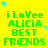 Yellow background with green text reading "i LoVee ALiCiA BEST FRIENDS" repeated in a , surrounded by small blue and white stars