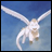 A pixelated anime-style character with white wings and a long tail flying against a blue sky, paired with text reading "Anime IM" on the right side of a contact sheet layout.