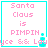Four identical square with cyan borders display pink text reading "Santa Claus is PIMPIN" and partial turquoise text below, each containing a small cyan pixelated object
