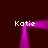 A static image shows four instances of the name 'Katie' in white pixelated text surrounding a glowing pink neon frame on a dark background.