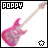 Pixelated pink electric guitar with 'POPPY' text above, two versions differ by bottom-right symbol.