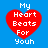 Four identical red heart-shaped icons with white text "My Heart Beats For Youh" on a blue background, arranged in a