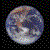 A circular Earth globe with blue oceans and white clouds on a black dotted background, overlaid with a red four-leaf clover symbol that grows larger and more defined