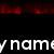 Black background with white pixelated text fragments and a red gradient at the top, gray rectangle on right.