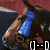 Brown horse head with blue bridle, static expression, red and dark blue background, text elements below.