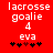 Red background with white pixelated text reading 'lacrosse goalie 4 eva' and five black asterisks below, one of which is brown in the second frame.