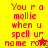 Red pixelated text on bright yellow background reads "You r a mollie when u spell ur name rong" with a red star and orange starburst in the right