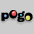 Pixelated black letters P O G O with colored circular accents on a gray background.