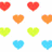 Pixelated heart icons in red, orange, green, and blue arranged in with a pink 'dance' text and a small purple heart on a white background