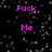 Pixelated text in bright pink on a black background with scattered white dots, partially overlaid by a gray rectangle.