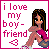 Pixel art buddy icon with pink border showing text and a cartoon character sitting cross-legged.