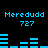 Blue pixelated text and bar graphs on a black background, with two identical sections of 'Merdudd' and '727' above horizontal blue bars.