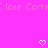 Pixelated pink text repeats 'I love Carte' on a bright pink background with two white pixel hearts below.