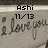 A static image shows a light gray background with handwritten text 'i love you' and two names, Ashi and Brandon, each paired with the date 11/13.