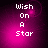A 4-frame animated contact sheet showing a pixelated text animation of 'Wish On A Star' against a magenta gradient background with subtle circular light effects.