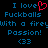 Pixelated text on black background with blue and red elements, including a heart symbol replacing 'love' in the phrase.
