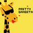 Pixelated yellow giraffe icon with black spots and red lips on a solid yellow background, featuring partial text in the upper right corner.