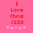 Red pixelated text on pink background reads 'I Love Chris <333' with five light purple stars below, two versions differ in star arrangement.