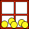 Pixelated animation showing reindeer moving across a of yellow circles and smiley faces, with Santa Claus appearing in the final frame