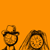 A static contact sheet frame showing a pixelated orange background with black text and two small stick-figure icons in the top-left corner, part of an animated icon sequence.