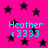 Bright pink background with scattered black stars; four identical instances of cyan text reading "Heather" above "<3333".
