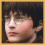 Four pixelated character portraits in a with a black and gold 'harry potter' text , each portrait showing distinct facial features and hair colors