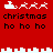 Red pixel art icon with white Santa sleigh and reindeer, black text 'christmas ho ho ho', repeating patterns across four quadrants.