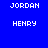 Pixelated text displays 'JORDAN' and 'HENRY' on blue backgrounds with varying light effects across four