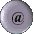 Animated contact sheet showing 10 frames of a silver circular icon with an @ symbol, displaying rotation and perspective changes across sampled frames.