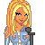Pixelated character with blonde hair singing into a microphone, transitioning from open eyes to closed eyes and adding musical notes.
