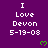 Purple background with white text reading "I Love Devon 5-19-08" and green pixelated hearts, arranged in a pattern