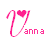 Pixelated 'Vanna' icon with heart symbol in pink, orange, and blue variations on white background.