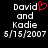 Pixelated text displays 'David and Kadie 5/15/2007' with a red heart symbol replacing the 'i' in 'David' on the left side of the image.