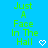 Green text reading 'Just A Face In The Hall' on a bright blue background with small white pixelated symbols changing across frames.