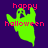 Green ghost icon with 'happy halloween' text on purple background, showing two color variations and a partial gray area.