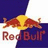 Pixelated Red Bull logo with two red bulls and yellow sun on dark blue background, surrounded by scattered blue text fragments.