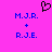 Pixelated icon with bright pink background, blue text, and black heart symbol above text.