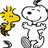 Pixelated cartoon characters Woodstock and Snoopy stand side-by-side with green text reading 'SNOOPY ROCKS !!' on a white background.