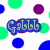 Pixelated graphic with colorful circles, a blue 'Gabb' text block, and a black 'Love You!' arrow on white background.