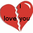 Two red broken hearts with black text; left heart reads "I love you," right heart reads "I don't love you" on white background.