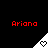Red text 'Ariana' appears above white triangular icons with heart symbols on a black background, showing animation changes in the hearts.