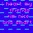 Pixelated text repeats across a blue and cyan checkered background with no visible animation changes.