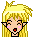 Pixel art of a blonde elf-like character with blue eyes, pink cheeks, and red lips in various expressions